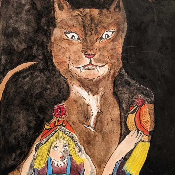 ORIGINAL HANDPAINTED WATERCOLOR "Mirror image" - Picture 6 of 8